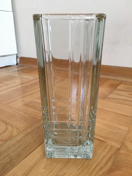 Duży wazon szklany/kryształowy kwadratowy ciężki (1,6kg) vintage