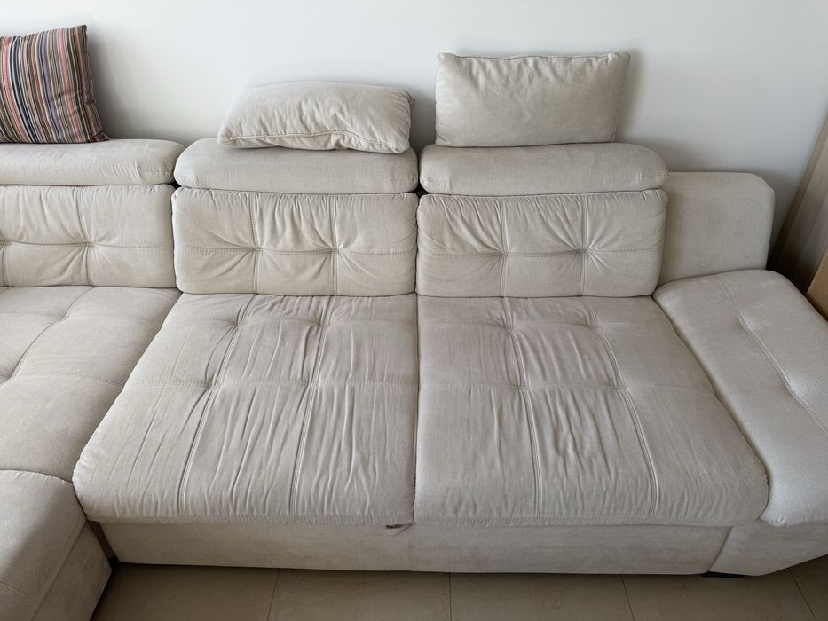 Sofá de Canto c/ Cama "Eternity" Conforama - 5 Lugares (Bege)