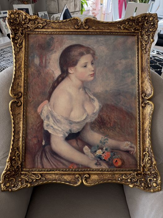 Reprodukcja Pierre-Auguste Renoira „Dziewczyna z kwiatami”