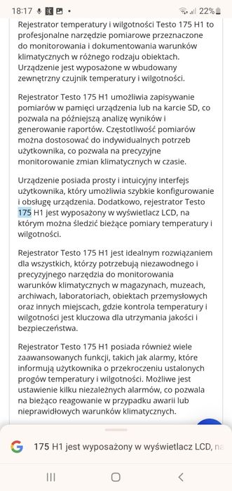 Testo 175H1 rejestrator temperatury i wilgotności.