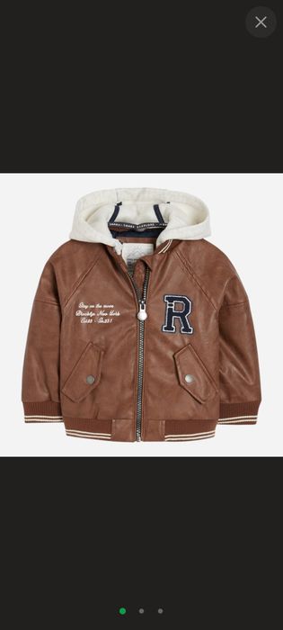 Дитяча демісезонна шкіряна куртка-бомбер для хлопчика C&A