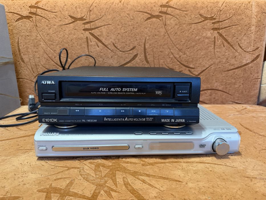 Вінтажний комплект Philips + Aiwa | DVD Home Theater + VHS | Пульти + колонки + кабелі