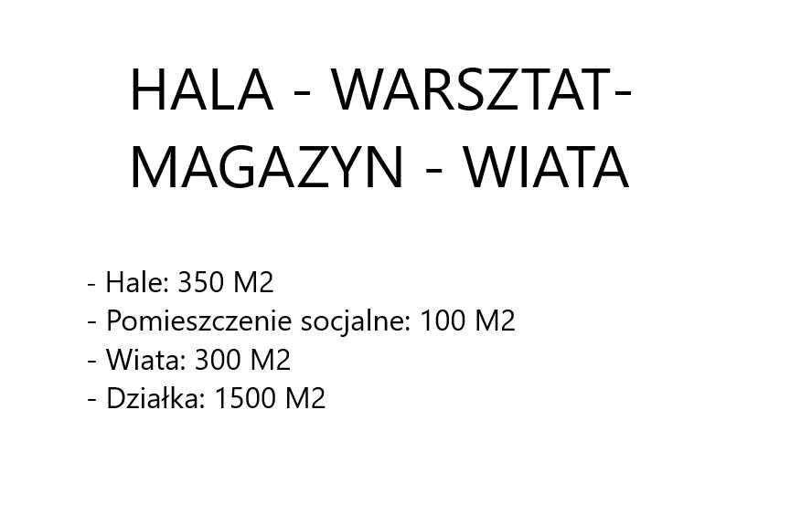 Do wynajęcia Hala-Warsztat-Magazyn-Wiata