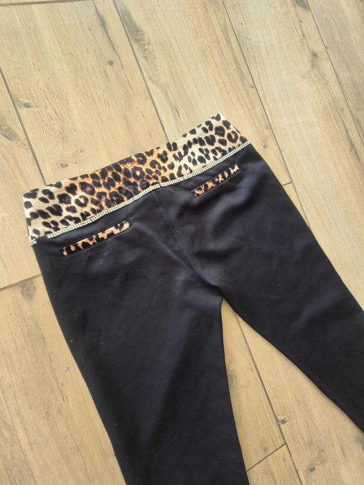 Spodnie czarne z panterką pants vintage coquette oldschool M