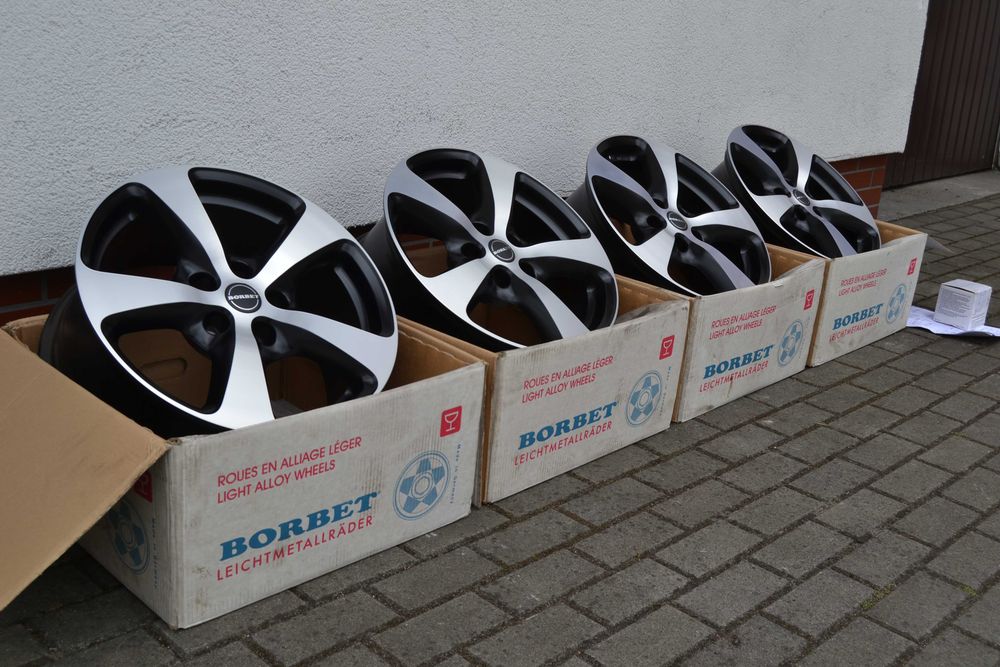 Felgi alu Borbet NOWE 18 cali 5x120 BMW et35 ładne poler czarne komplet 8,5x18