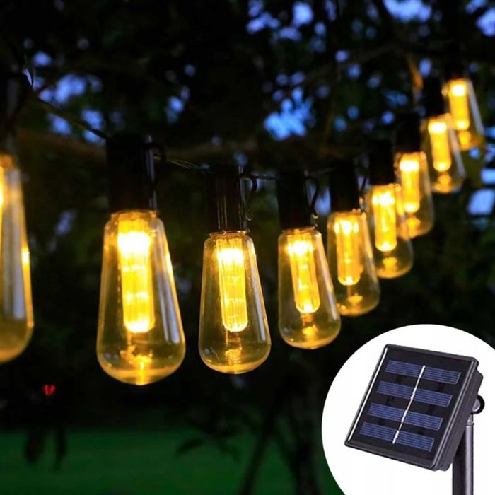 GIRLANDA Solarna Ogrodowa 20x ŻARÓWEK KULEK LED Świetlna Do Ogrodu