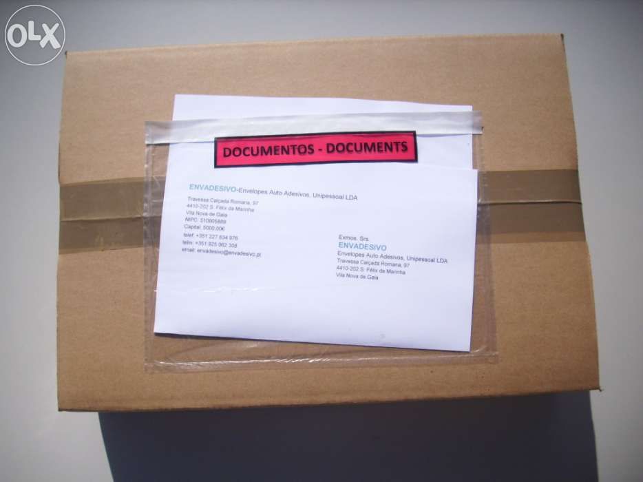 Envelopes auto adesivos, bolsa contém documentos DL 235x125mm