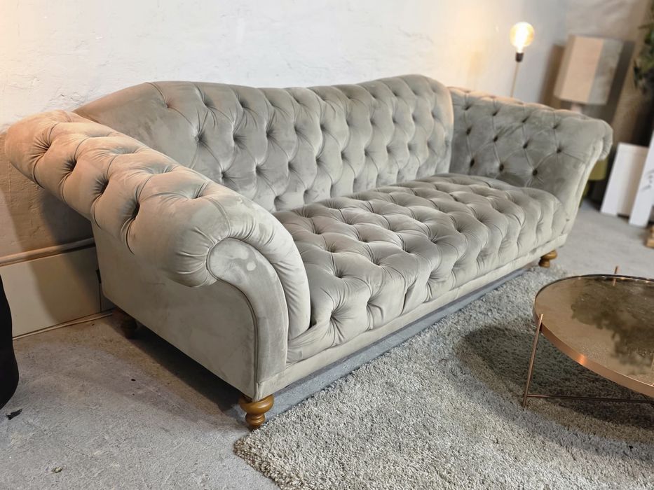 Sofa Chesterfield RAHAUS beżowa 240 cm | TRANSPORT GRATIS