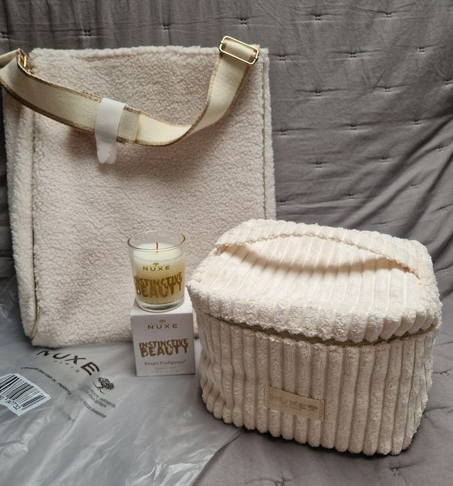 Nowe Nuxe torba, kosmetyczka, świeca zapachowa