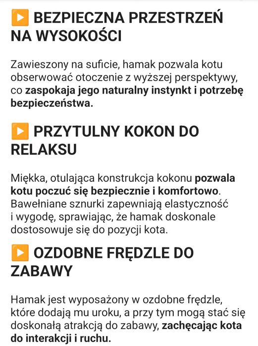 Hamak ,huśtawka dla kota !