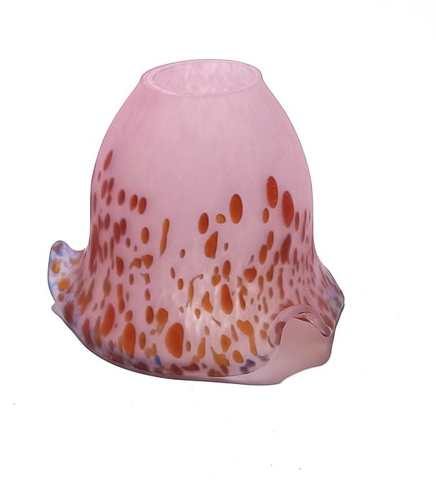 Tulipa rosa com grão vermelho em vidro soprado manual (1 unidade)