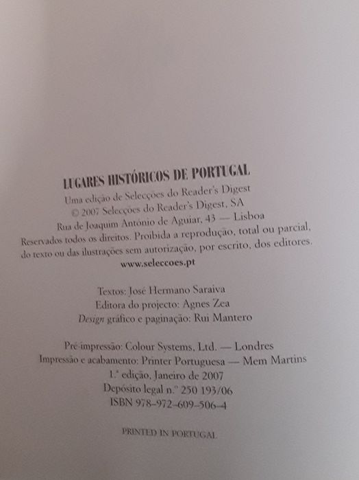 Livro: Lugares Históricos de Portugal, de José Hermano Saraiva