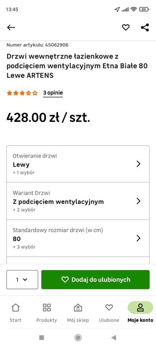 Drzwi wewnętrzne łazienkowe