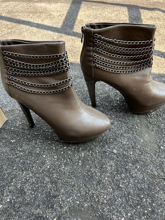 Brązowe botki na szpilce i platformie Kari rozmiar 39