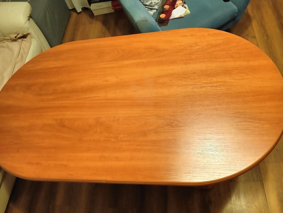 Ława rozkładana owalna stół rozkładany okleina