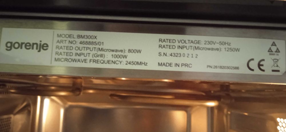 Mikrofala do zabudowy Gorenje   BM 300 X kolor: inox