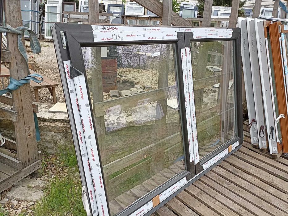 Okno pcv 196/131 brąz ciemny ruchomy słupek