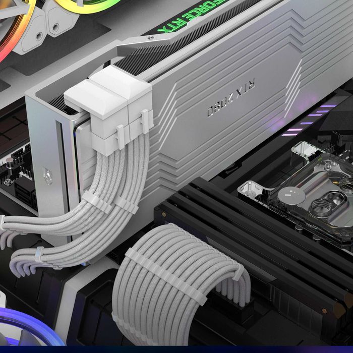 Adapter PCI-E 8 PIN 180° RVS Biały 2 szt. EZDIY-FAB RTX 3080 RX 7800 XT