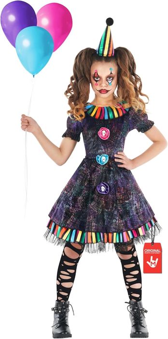 Strój Dziewczynki Upiorny Klaun Na Halloween Rozmiar 7-9 Lat 8-9 Lat
