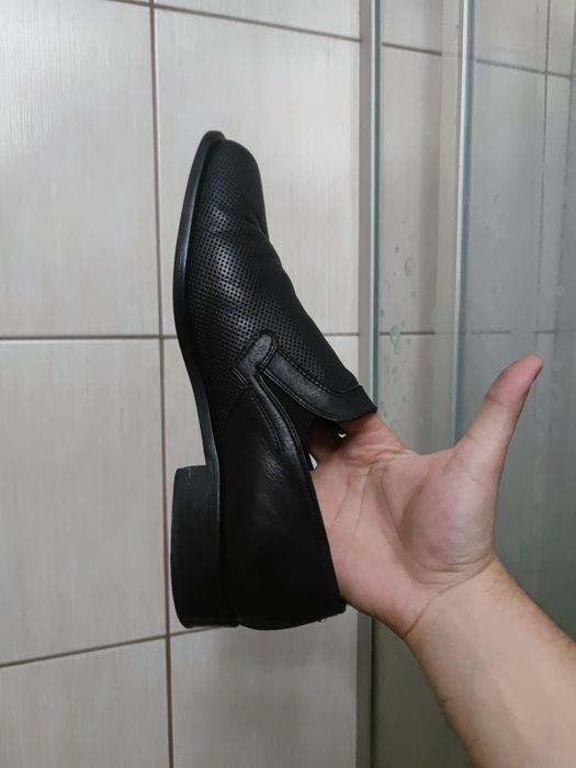 Buty obuwie 42 Panelli mokasyny czarne  Leather lieder czarne włoskie