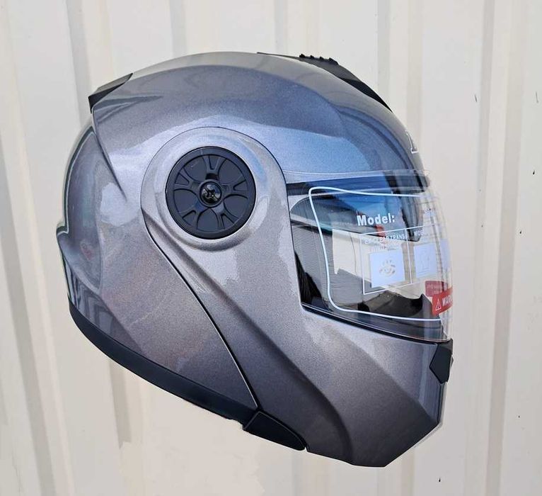 Мото шлем модуляр Grey gloss