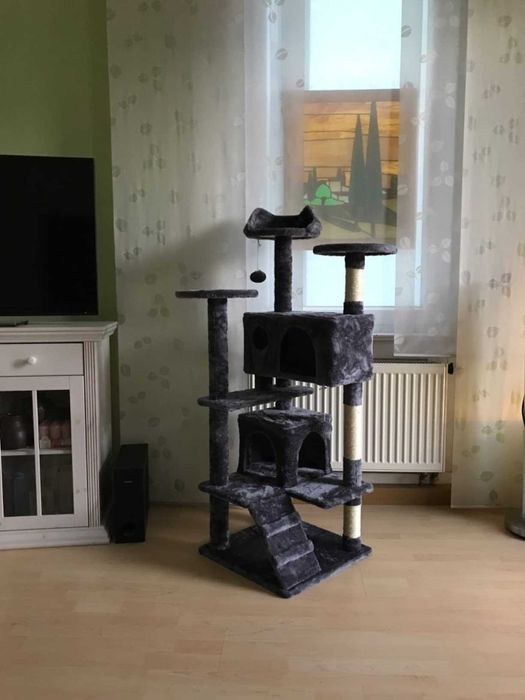 Drapak dla Kota Wielopoziomowy, Stabilny i Komfortowy Ciemnoszary NOWY