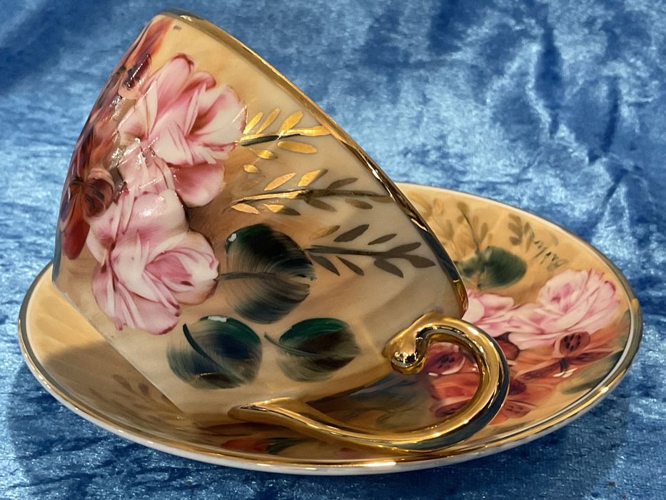 Chavena chá porcelana vista alegre pintura manual