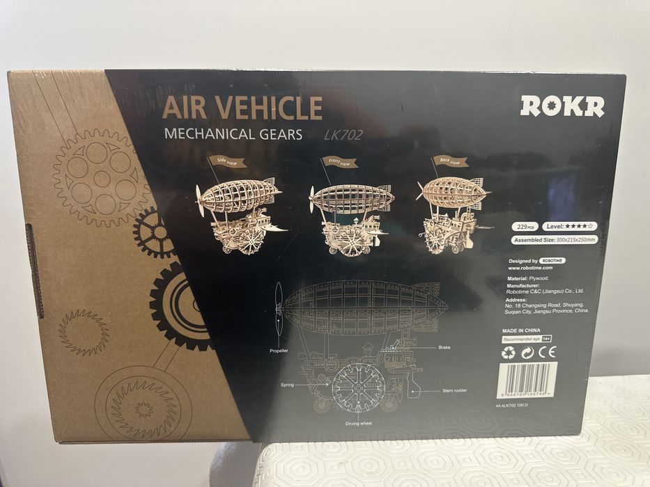 Puzzle Mecânico 3D em Madeira ROKR – Dirigível  - Novo/Selado