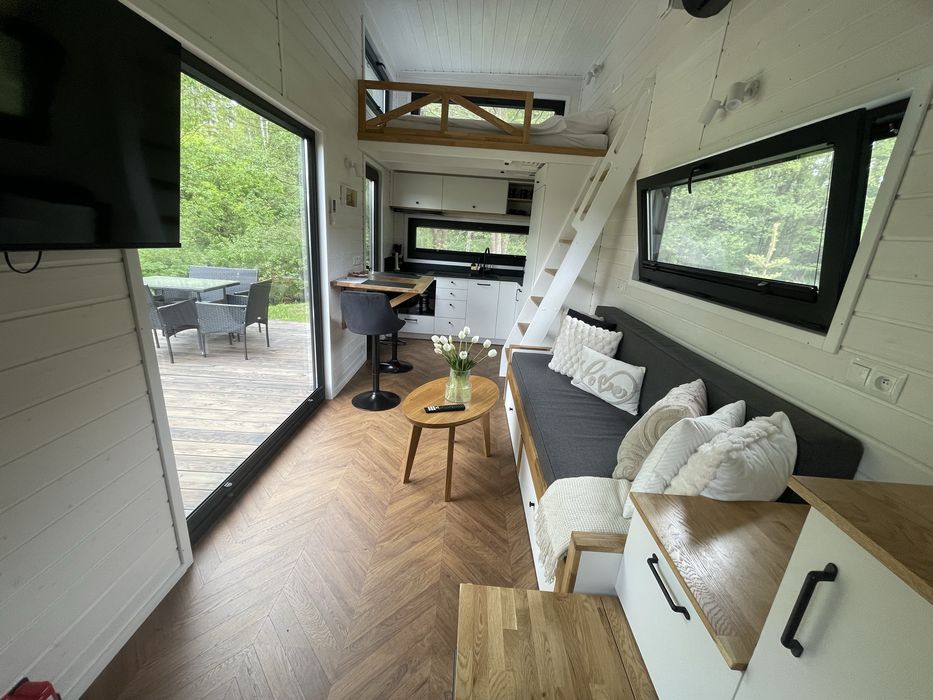 Tiny silent house river wynajem domek jacuzzi las cisza wynajme