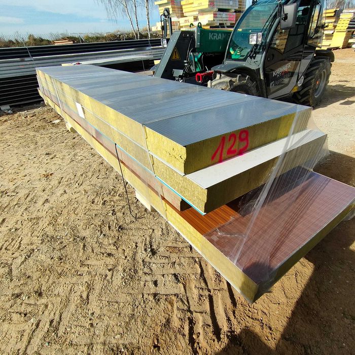 Płyta warstwowa p.129 ściana wełna 39zł netto m2 gr. 150 mm 2 gat.