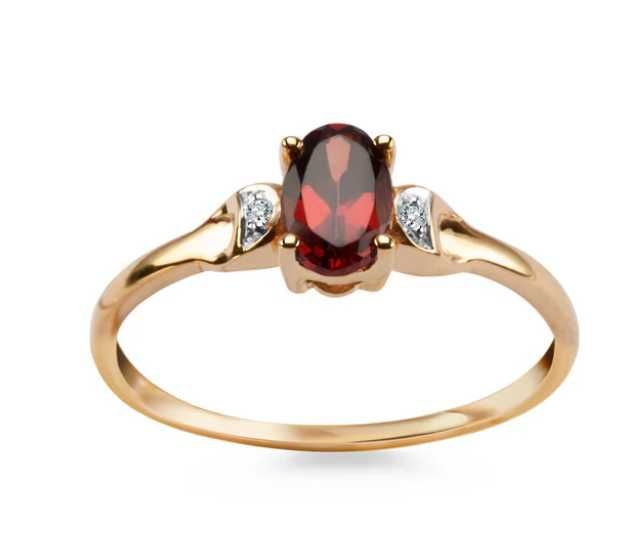 Pierścionek z dwukolorowego złota z diamentami igranatem VERONA 12693G