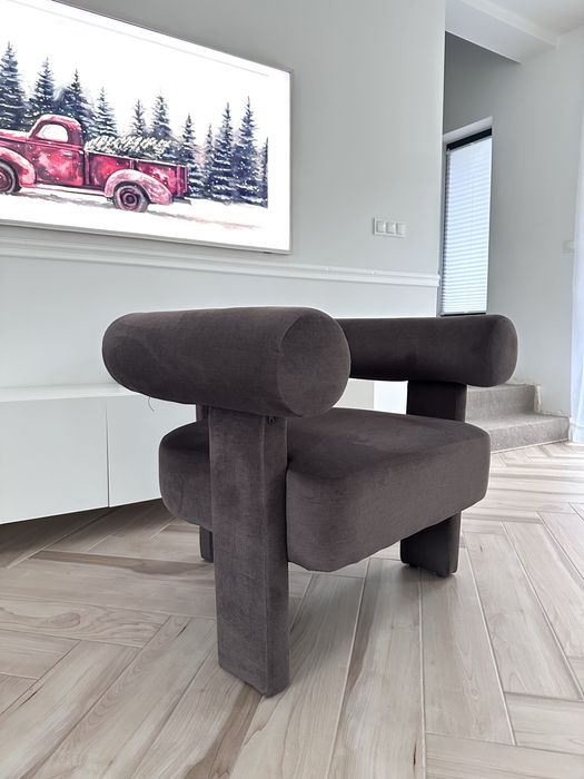 Fotel nowoczesny design czekoladowy
