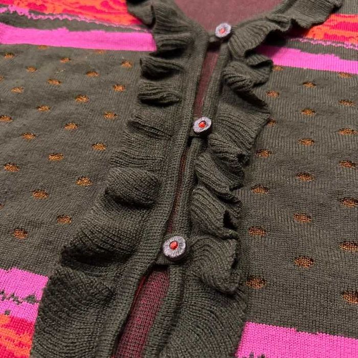 Vintage Sweter Y2K Z Falbankami Patterned Knit Sweater Trendy Japan