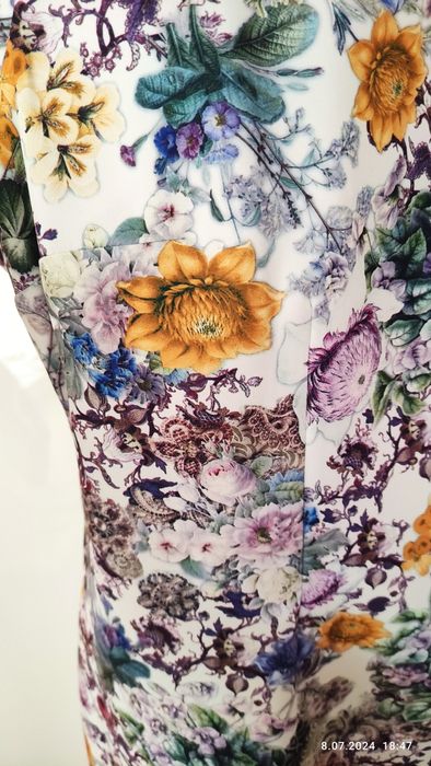 Sukienka damska wizytowa r 48 50 kwiatowy print