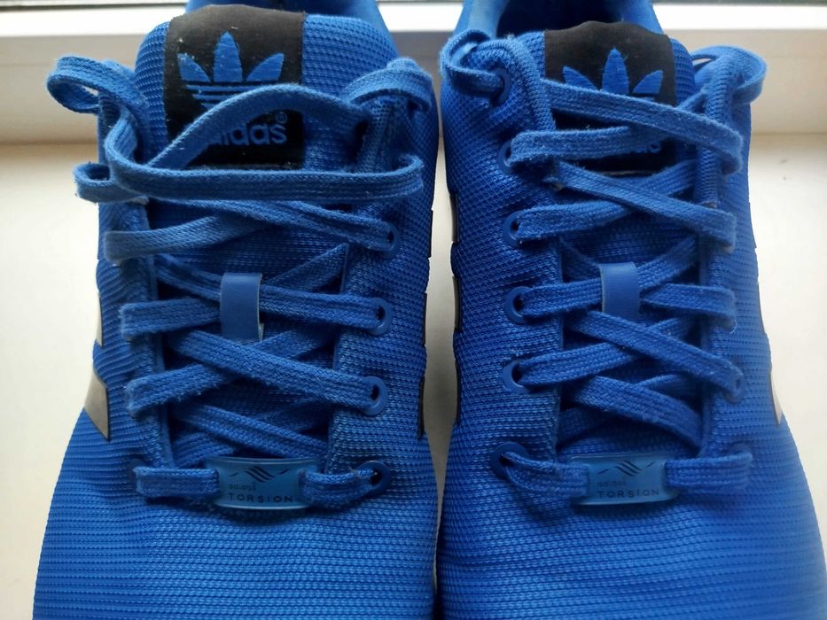 Кросівки чоловічі текстильні сітка сині Adidas ZX Flux кеди