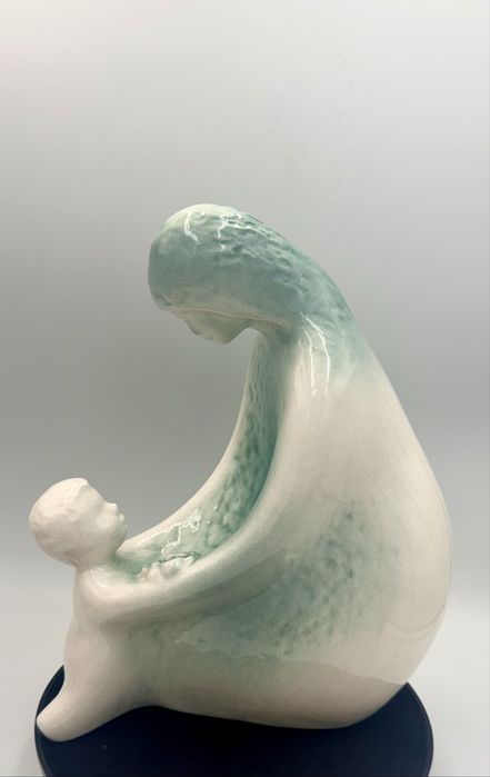 Modernistyczna ceramiczna figura Matka i dziecko