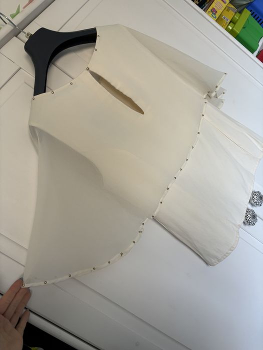 Zara woman motyl mgiełka tiul szyfon oversize wiskoza krem