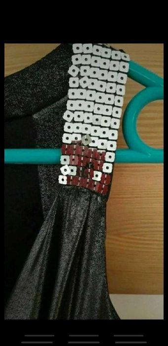 Sukienka, tunika, bluzka S M L srebrna cekiny ostatki karnawał