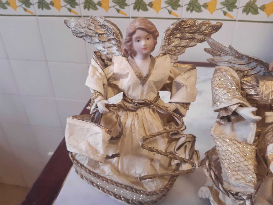 2 Anjos artesanato filipino, altura 21cm, como novos