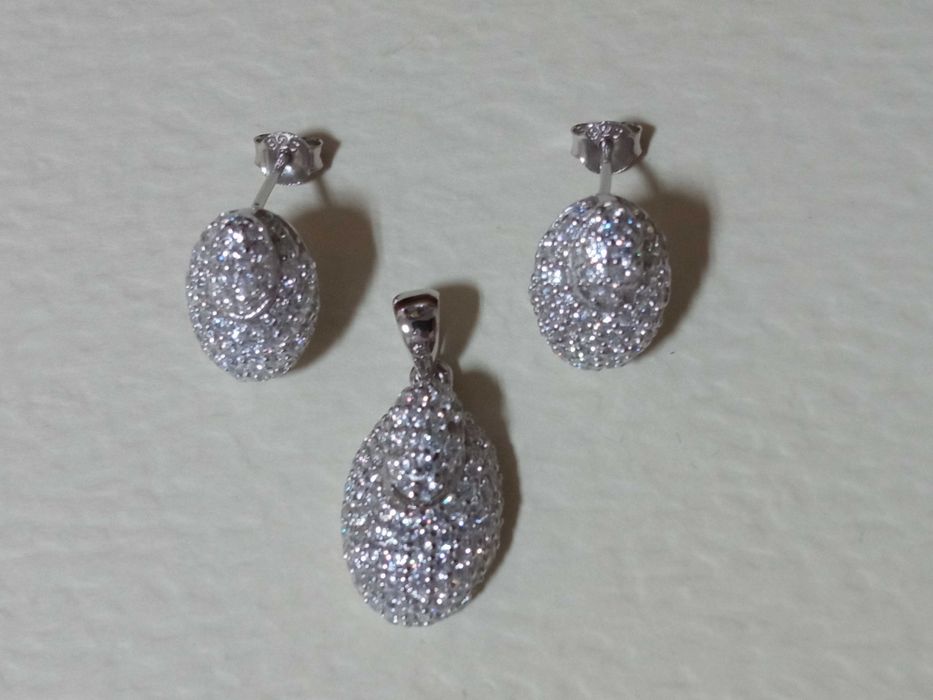 Elegancki komplet biżuterii Kolczyki zawieszka z cyrkoniami S925 8 g