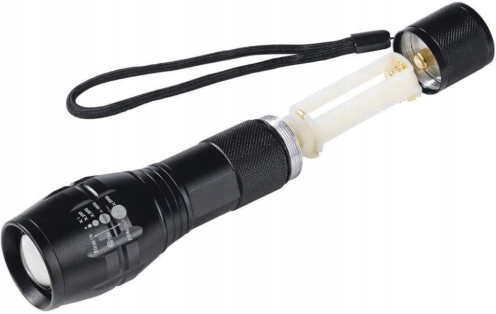 Latarka LED EASYmaxx 400lm 150m 5 trybów SOS zoom mocna alu
