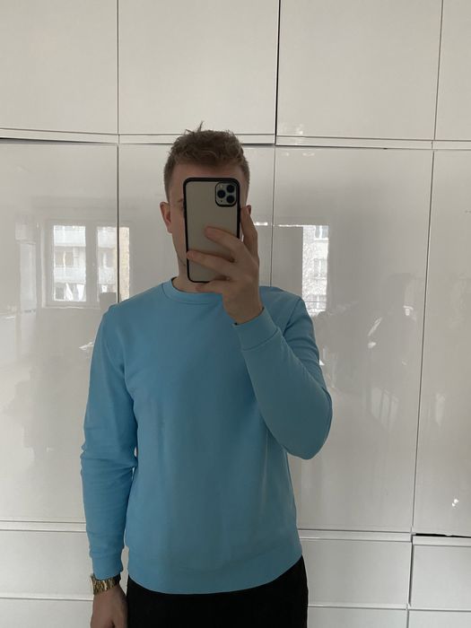 Asos bawełniana wkładana bluza błękitna crewneck klasyk