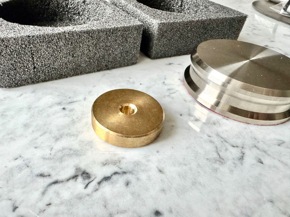 Docisk Audio Gramofonowy Stal Premium Krążek do Singli Mosiądz