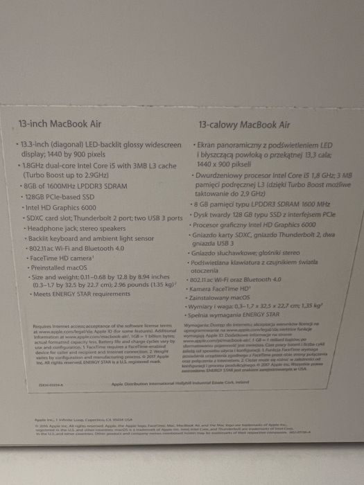 Macbook Air, 13 cali - tylko 187 cykli baterii