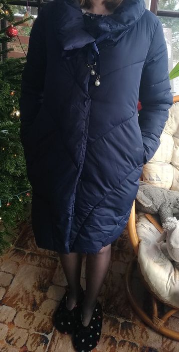 Granatowa Kurtka zimowa z kołnierzem roz 38/40