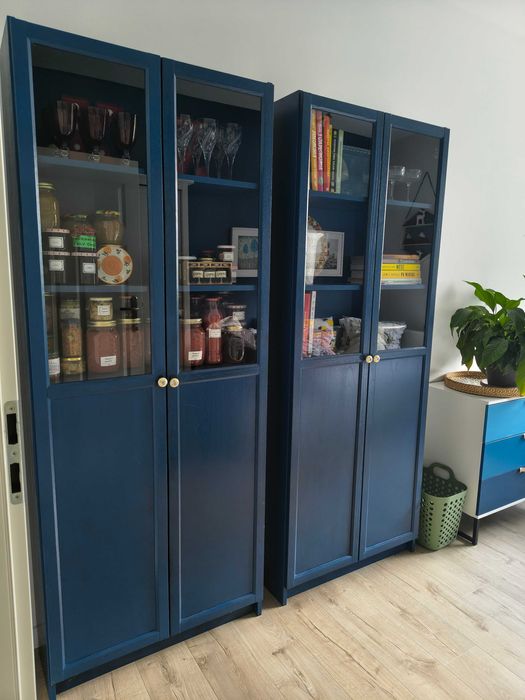 Ikea Billy Oxberg 2 Regały pomalowane na granat