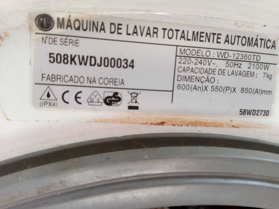 Porta para máquina de lavar roupa LG