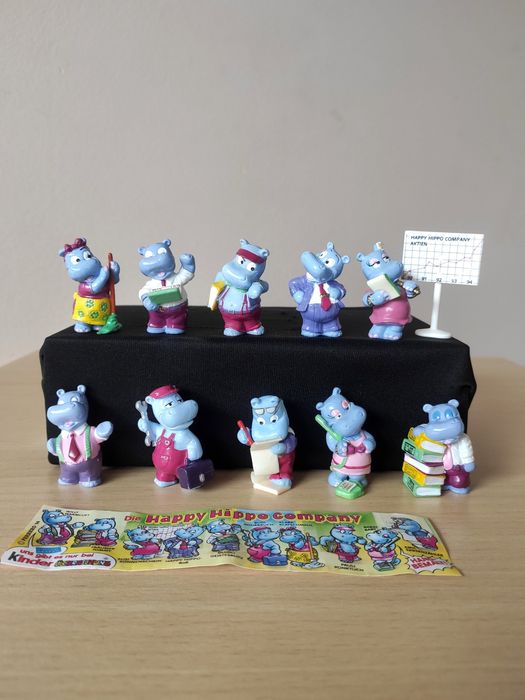 Vintage!1994 Zestaw figurek kolekcjonerskich Kinder Happy Hippo