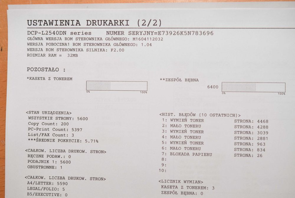 Brother DCP-L2540DN laser skaner duplex LAN 5K