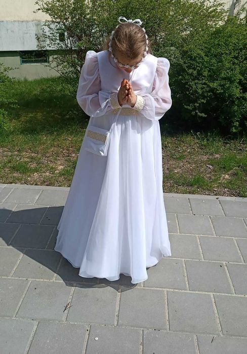 Sukienka + dodatki, złote elementy na wzrost ok 152/158 cm